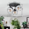 Koyoto ceiling light, globe light 30 cm clear, Smoke-coloured, 3-light sources