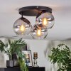 Koyoto ceiling light, globe light 30 cm clear, Smoke-coloured, 3-light sources