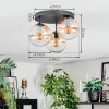 Gastor ceiling light, globe light 30 cm Amber, clear, 3-light sources