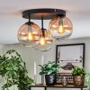 Gastor ceiling light, globe light 30 cm Amber, clear, 3-light sources