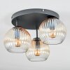 Koyoto ceiling light, globe light 30 cm Amber, clear, 3-light sources