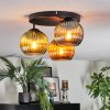 Koyoto ceiling light, globe light blue, gold, green, 3-light sources
