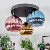 Koyoto ceiling light, globe light 30 cm blue, gold, coppery, 3-light sources