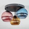 Koyoto ceiling light, globe light 30 cm blue, gold, coppery, 3-light sources
