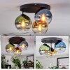 Koyoto ceiling light, globe light 30 cm blue, gold, green, clear, 3-light sources