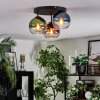 Koyoto ceiling light, globe light 30 cm blue, green, clear, coppery, 3-light sources