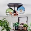 Koyoto ceiling light, globe light 30 cm blue, green, clear, coppery, 3-light sources