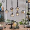 Koyoto hanging light, globe light, pendant light chrome, clear, Smoke-coloured, 6-light sources
