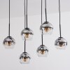 Koyoto hanging light, globe light, pendant light chrome, clear, Smoke-coloured, 6-light sources