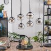 Koyoto hanging light, globe light, pendant light chrome, clear, Smoke-coloured, 6-light sources
