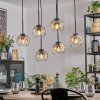 Ripoll hanging light, globe light, pendant light Amber, clear, 6-light sources