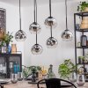 Ripoll hanging light, globe light, pendant light chrome, clear, Smoke-coloured, 6-light sources