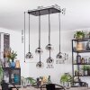 Ripoll hanging light, globe light, pendant light chrome, clear, Smoke-coloured, 6-light sources