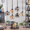 Ripoll hanging light, globe light, pendant light Amber, clear, Smoke-coloured, 6-light sources