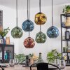 Ripoll hanging light, globe light, pendant light blue, gold, green, coppery, 6-light sources