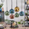Ripoll hanging light, globe light, pendant light blue, gold, green, coppery, 6-light sources