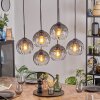 Koyoto hanging light, globe light, pendant light clear, Smoke-coloured, 6-light sources