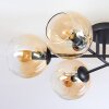 Koyoto ceiling light, globe light Amber, clear, 6-light sources
