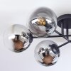 Gastor ceiling light, globe light chrome, clear, Smoke-coloured, 6-light sources