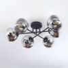Gastor ceiling light, globe light chrome, clear, Smoke-coloured, 6-light sources