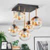 Gastor ceiling light, globe light gold, black, 5-light sources