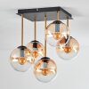 Gastor ceiling light, globe light gold, black, 5-light sources