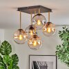 Gastor ceiling light, globe light gold, black, 5-light sources