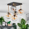 Gastor ceiling light, globe light gold, black, 5-light sources