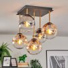 Gastor ceiling light, globe light gold, black, 5-light sources