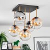 Gastor ceiling light, globe light gold, black, 5-light sources