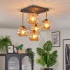 Gastor ceiling light, globe light gold, black, 5-light sources