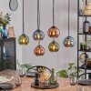 Koyoto hanging light, globe light, pendant light blue, green, coppery, 6-light sources