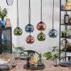 Koyoto hanging light, globe light, pendant light blue, green, coppery, 6-light sources
