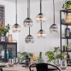 Koyoto hanging light, globe light, pendant light Amber, clear, Smoke-coloured, 6-light sources
