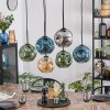Ripoll hanging light, globe light, pendant light Amber, blue, chrome, green, Smoke-coloured, 6-light sources