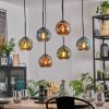 Ripoll hanging light, globe light, pendant light blue, green, coppery, 6-light sources