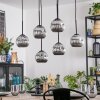 Ripoll hanging light, globe light, pendant light chrome, Smoke-coloured, 6-light sources