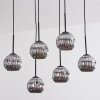 Ripoll hanging light, globe light, pendant light chrome, Smoke-coloured, 6-light sources