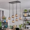 Ripoll hanging light, globe light, pendant light chrome, Smoke-coloured, 6-light sources