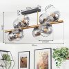 Koyoto ceiling light, globe light gold, black, 8-light sources