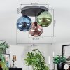 Gastor ceiling light, globe light blue, green, coppery, 3-light sources