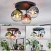Gastor ceiling light, globe light blue, green, clear, coppery, 3-light sources