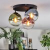 Gastor ceiling light, globe light blue, green, clear, coppery, 3-light sources