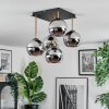 Koyoto ceiling light, globe light gold, black, 5-light sources