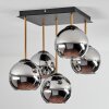 Koyoto ceiling light, globe light gold, black, 5-light sources