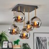 Koyoto ceiling light, globe light gold, black, 5-light sources