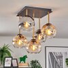 Koyoto ceiling light, globe light gold, black, 5-light sources