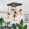 Koyoto ceiling light, globe light gold, black, 5-light sources