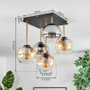 Koyoto ceiling light, globe light gold, black, 5-light sources