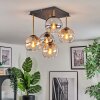 Koyoto ceiling light, globe light gold, black, 5-light sources